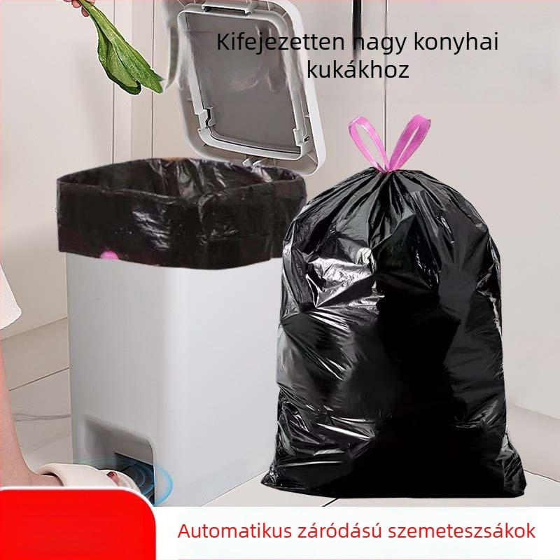 Zsinóros szemeteszsákok, vastagított, extra nagy méretű, 50×60 cm, konyhai használatra