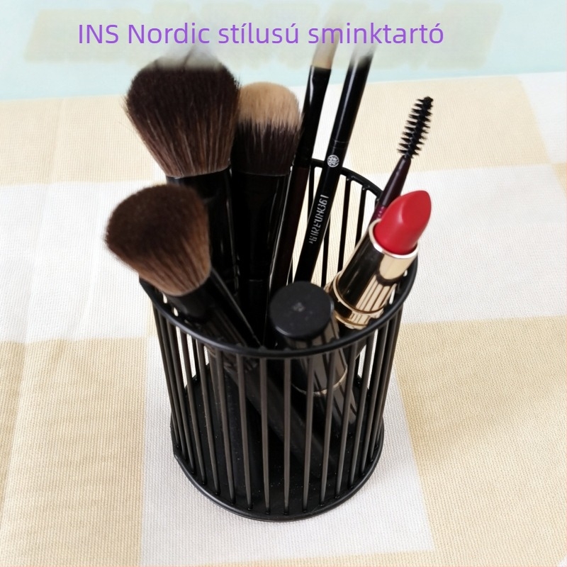 Kézzel készített fém asztali szervezőkosár, nordic stílusú, kozmetikumok és tollak tartója