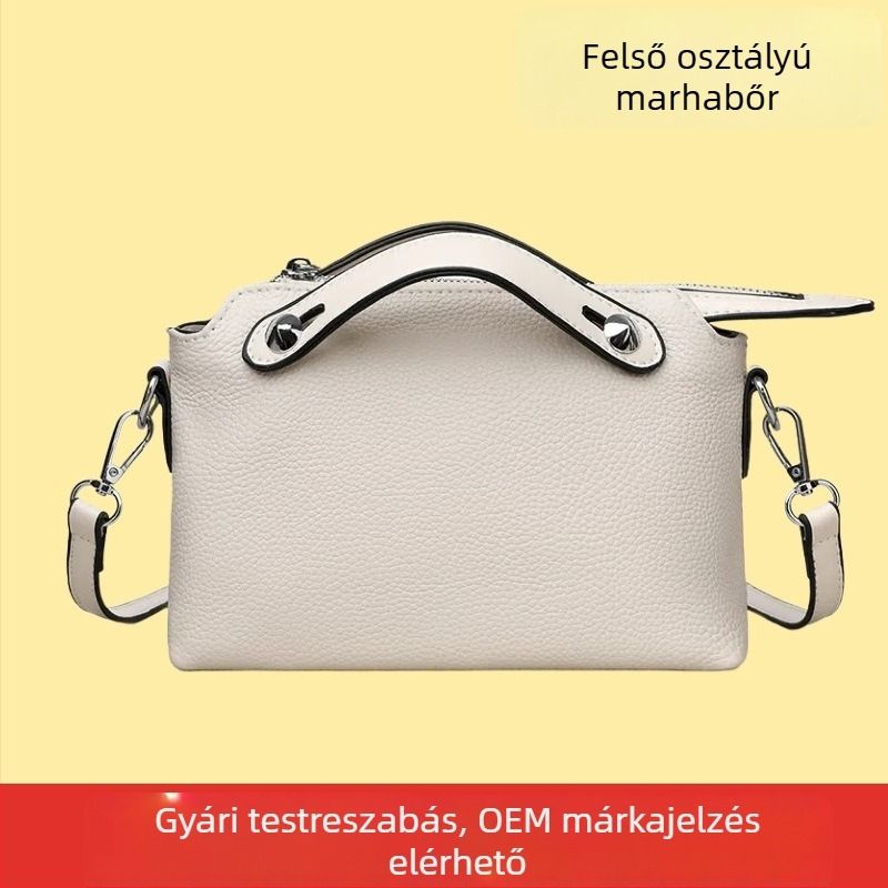 Női Boston táska valódi bőrből vállpánttal — párnás crossbody-stílus, 2026-os megjelenés