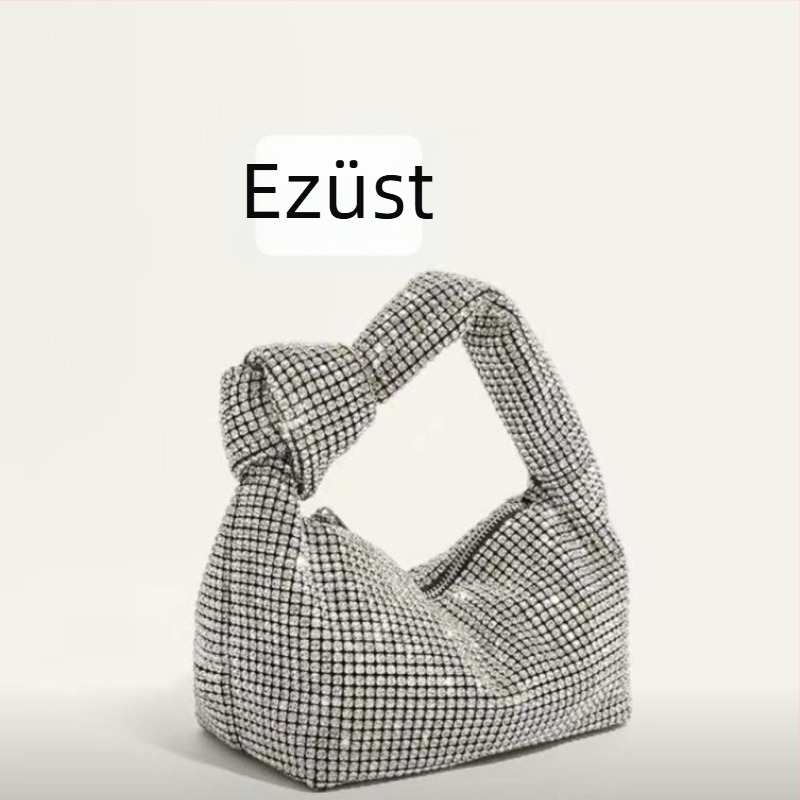 PU strasszos csomózott kézitáska, esté táska, 2025 új modell