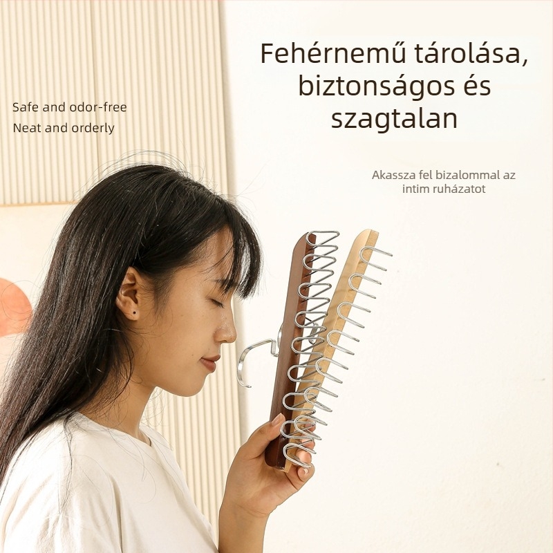Tömörfa hullámformájú ruhakasztó horoggal – ruhákhoz, övekhez, fehérneműhöz és selyemsálokhoz, multifunkcionális tároló