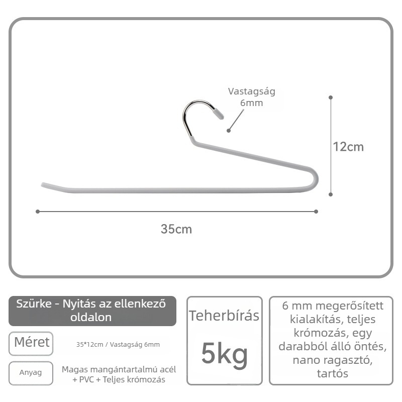 Liba formájú nadrágakasztó, nyom nélküli nadrágklipszekkel, sokoldalú gardrób rendező