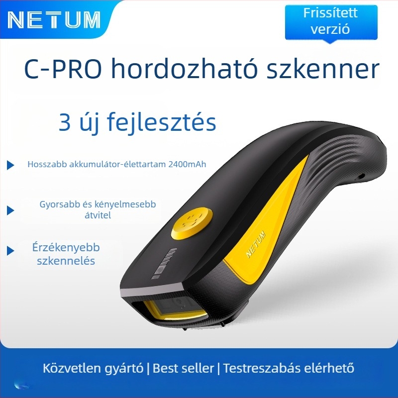 C750 Bluetooth hordozható 2D vonalkódolvasó QR-kódokhoz és raktári használathoz