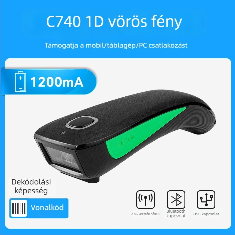 C750 Bluetooth hordozható 2D vonalkódolvasó QR-kódokhoz és raktári használathoz