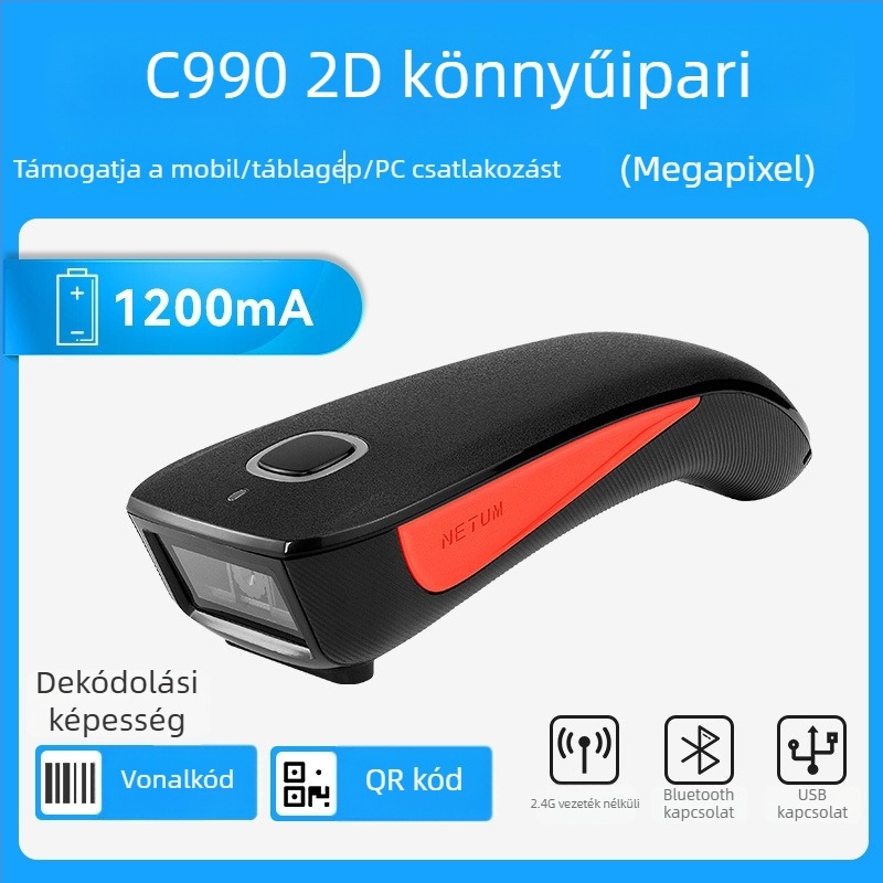 C750 Bluetooth hordozható 2D vonalkódolvasó QR-kódokhoz és raktári használathoz
