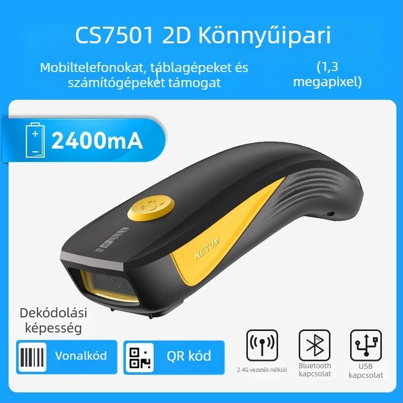 C750 Bluetooth hordozható 2D vonalkódolvasó QR-kódokhoz és raktári használathoz