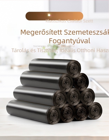 Otthoni használatra készült, extra vastag, szivárgásmentes konyhai szemeteszsákok, nagy méretű, fekete, hordozható