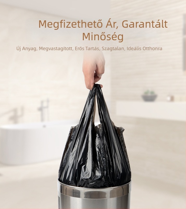 Otthoni használatra készült, extra vastag, szivárgásmentes konyhai szemeteszsákok, nagy méretű, fekete, hordozható