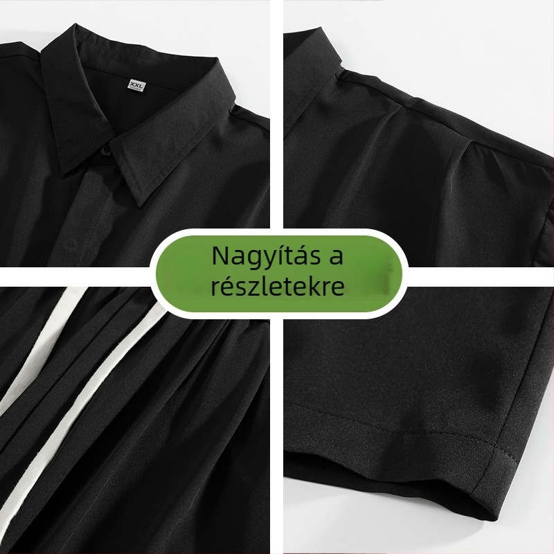 Férfi nyári ice silk ing és nadrág szett, laza szabás, casual stílus