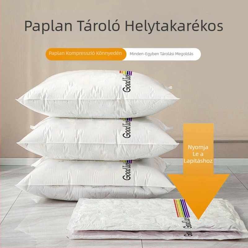 Vastagított vákuumos tömörítő zacskók ruhák, takarók és háztartási tárgyak tárolására, kézi pumpával