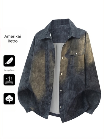 Tavaszi oversized tie-dye ing férfiaknak, hosszú ujjú, prémium mindennapi felső