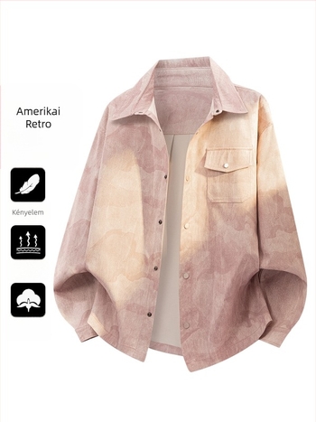 Tavaszi oversized tie-dye ing férfiaknak, hosszú ujjú, prémium mindennapi felső