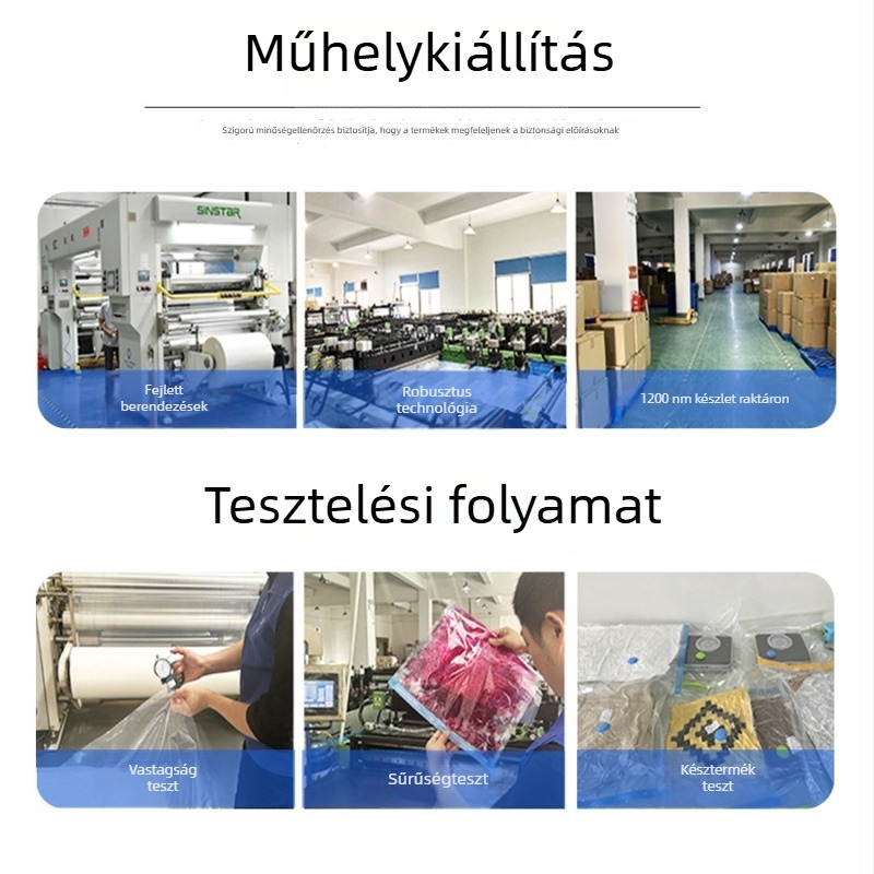 Vákuumos tömítő zacskók, vastagított anyaggal, több méretben (30x40–80x100 cm), paplanok és ruhák tárolására, pumpa mellékelve