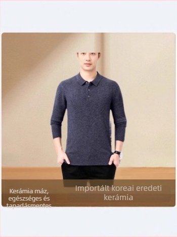 Téli férfi kasmír pulóver polo gallérral, vast és meleg, luxusminőség