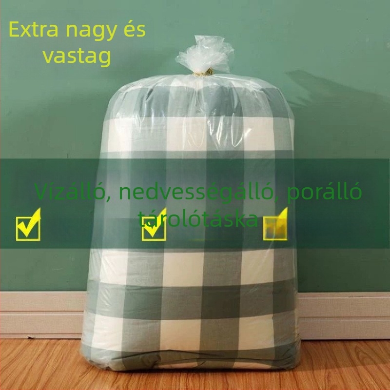 Ágyneműtároló táska, Átlátszó paplan- és ágyneműtároló táska, Csomagoló táska, Átlátszó extra-nagy méretű nedvességálló műanyag rendszerező költöztetéshez