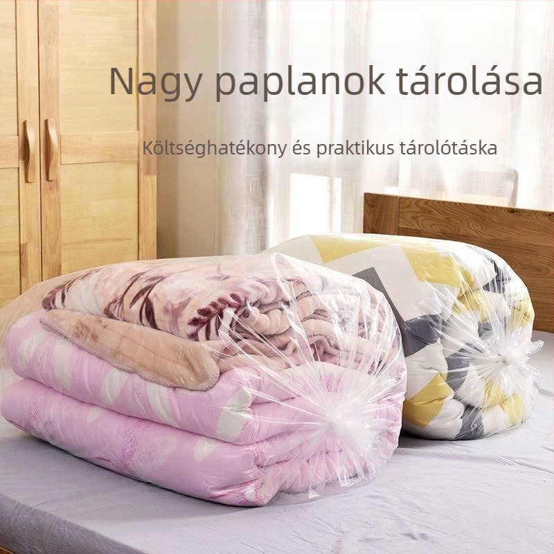Ágyneműtároló táska, Átlátszó paplan- és ágyneműtároló táska, Csomagoló táska, Átlátszó extra-nagy méretű nedvességálló műanyag rendszerező költöztetéshez
