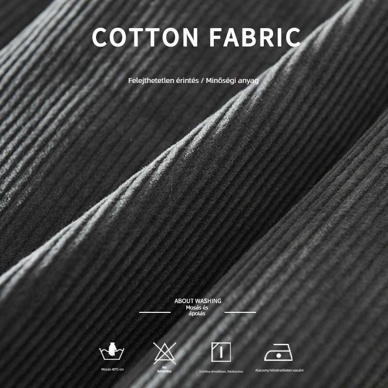 Férfi corduroy patchwork hosszú ujjú ing, 100% pamut, lazán szabott, őszi-téli szezonra
