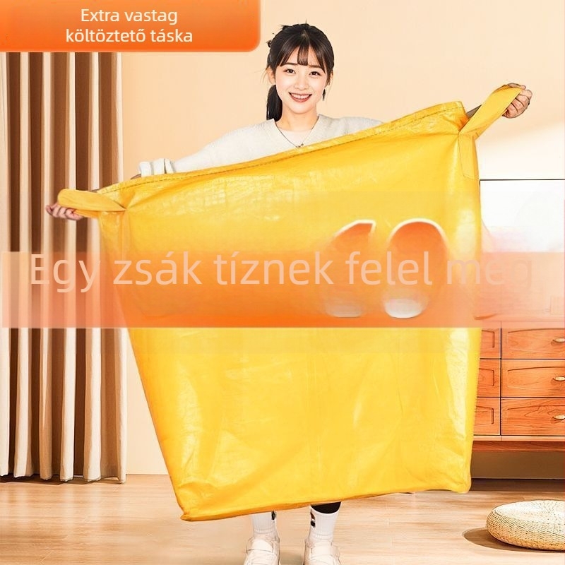 Nagy kapacitású költöző táska, vastagított ágynemű- és ruhatároló táska, kollégiumi költözéshez, szövött poggyász