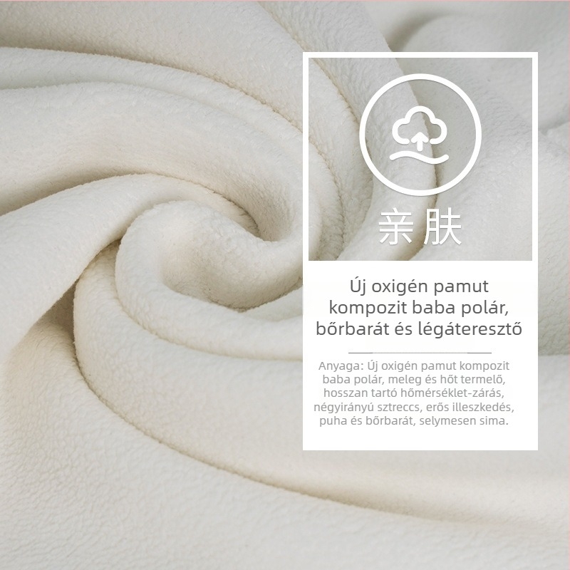 Egyedi, prémium fleece-béléssel készült férfi polo ing, 430 g vastag pamut-elasztán anyagból, meleg, mindennapi viselet
