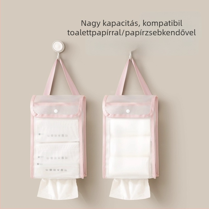 Falihoz rögzíthető vízálló toalettpapír tároló táska, nagy kapacitású, többfunkciós