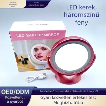 Okos állítható LED smink tükör, 360°-os forgású, dupla oldalú asztali tükör