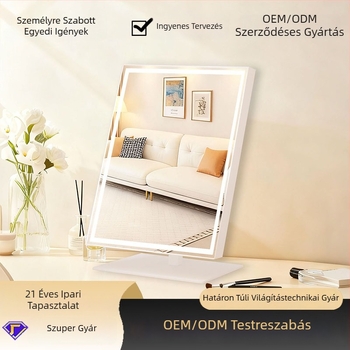 Asztali sminktükör LED világítással, európai stílusú, négyszögletes