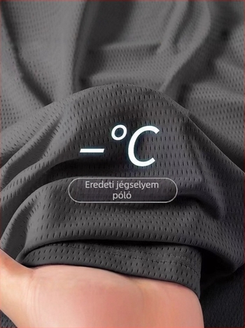 Férfi nyári Ice Silk gyorsan száradó rövid ujjú póló, légáteresztő hálós anyag, laza szabás, sportos mindennapi felső