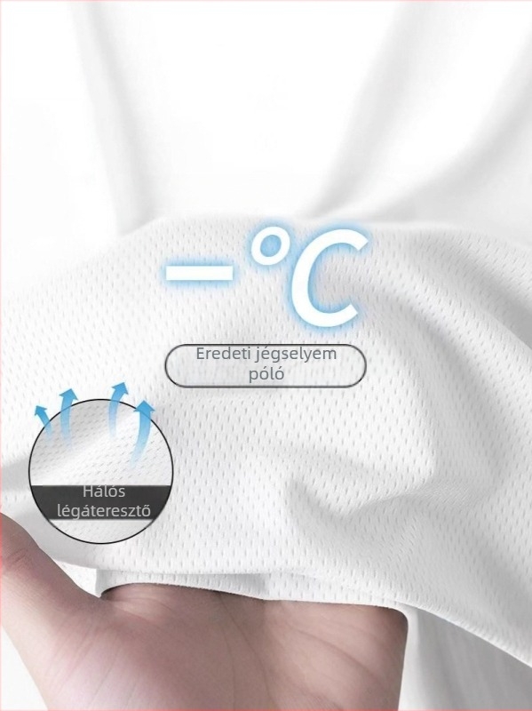 Férfi nyári Ice Silk gyorsan száradó rövid ujjú póló, légáteresztő hálós anyag, laza szabás, sportos mindennapi felső