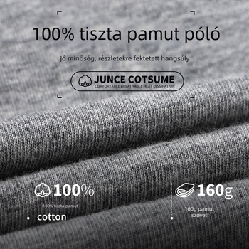 Férfi pamut V-nyakú rövid ujjú póló elöl gombos, egyszínű, karcsú szabás, nyári casual top.