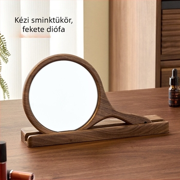 Prémium retro diófa sminktükör alátámasztó állvánnyal – készlet tömörfa