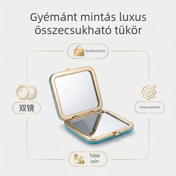 Összecsukható sminktükör, hordozható, kétoldalas, irodai és utazási célra, kompakt és elegáns