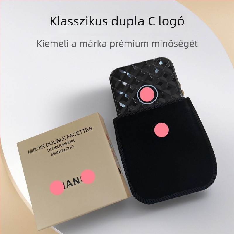 Összecsukható sminktükör, hordozható, kétoldalas, irodai és utazási célra, kompakt és elegáns