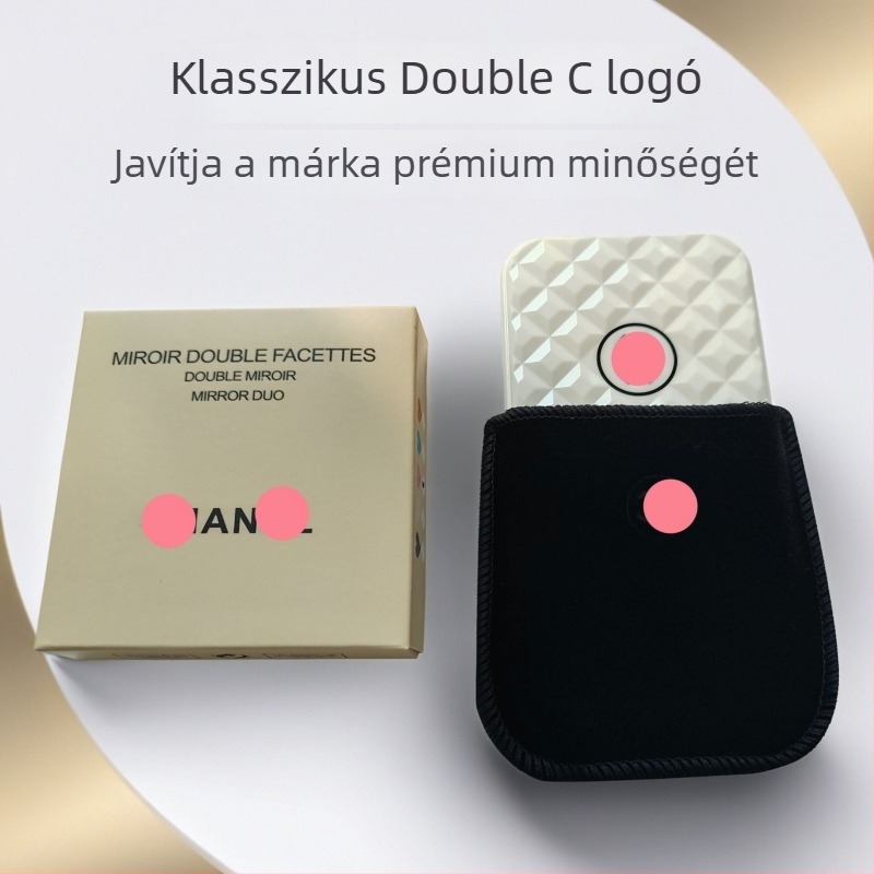 Összecsukható sminktükör, hordozható, kétoldalas, irodai és utazási célra, kompakt és elegáns