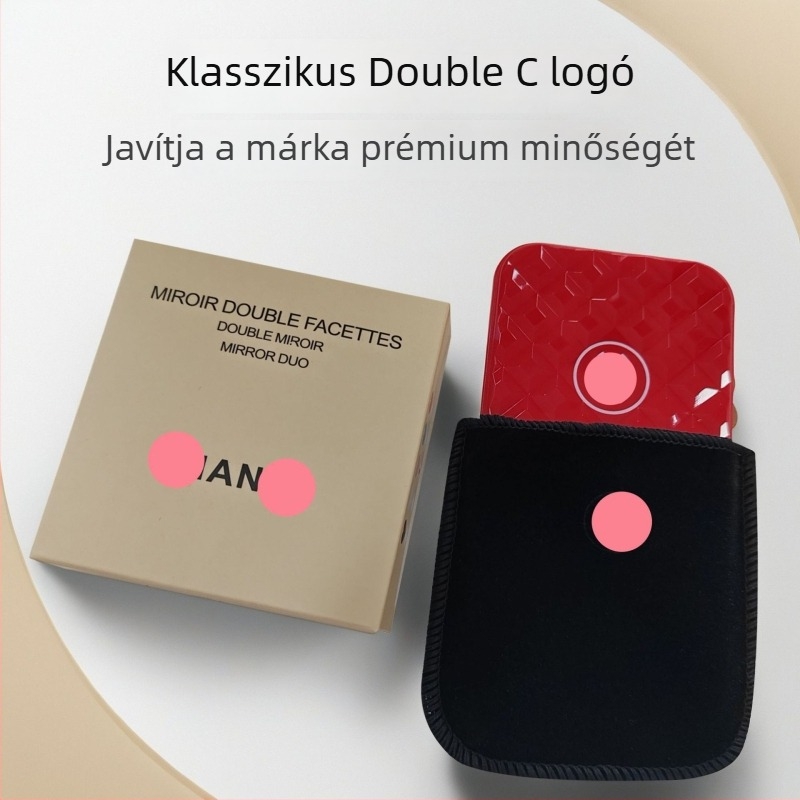 Összecsukható sminktükör, hordozható, kétoldalas, irodai és utazási célra, kompakt és elegáns