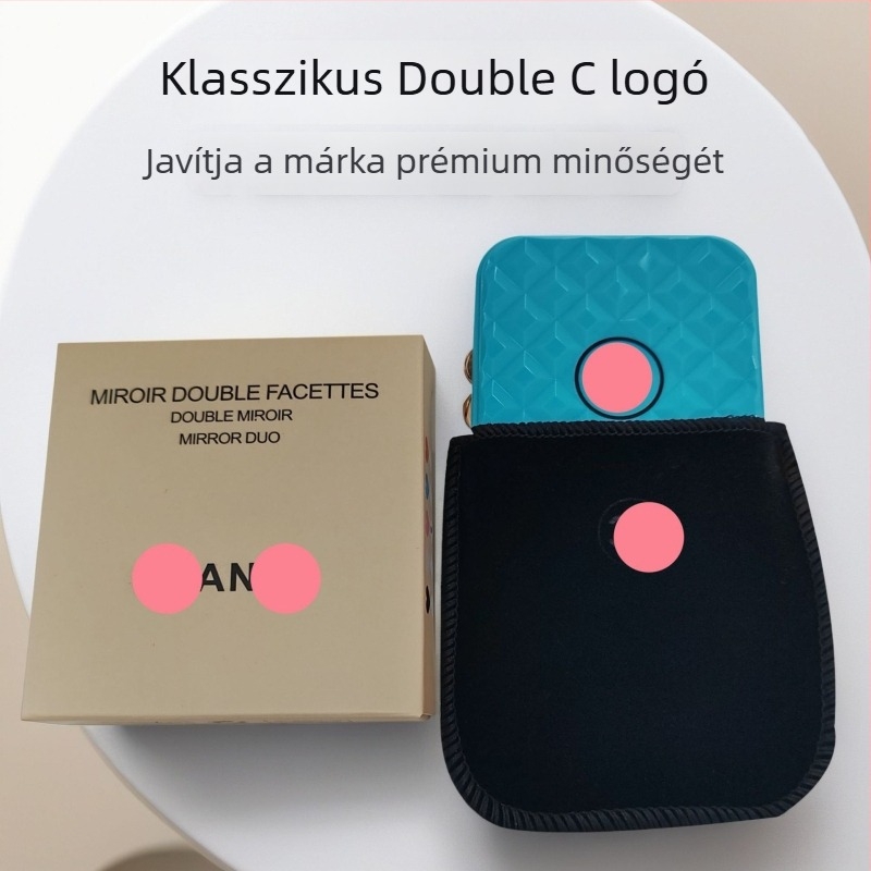 Összecsukható sminktükör, hordozható, kétoldalas, irodai és utazási célra, kompakt és elegáns