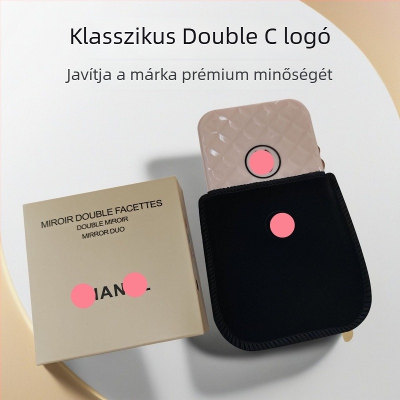 Összecsukható sminktükör, hordozható, kétoldalas, irodai és utazási célra, kompakt és elegáns