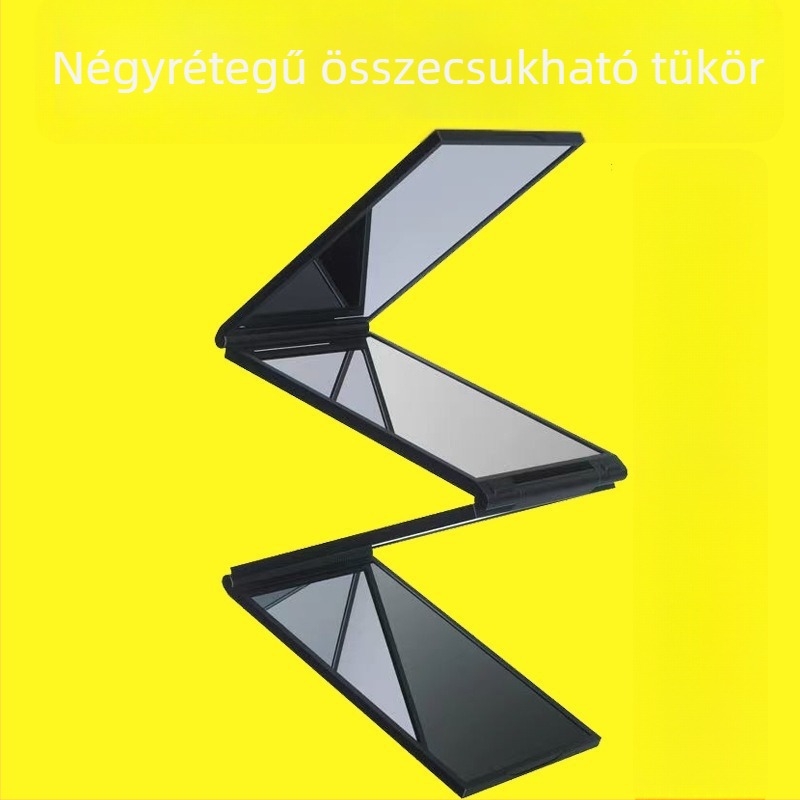 Új négylapos összecsukható tükör 360°-os forgatással, hatszögletű összecsukható tükör, hordozható hajápoló tükör