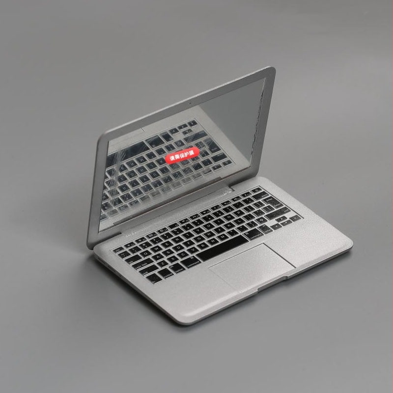 Mini hordozható tükör laptop-stílusban, összecsukható sminktükör diák kollégiumi szobához