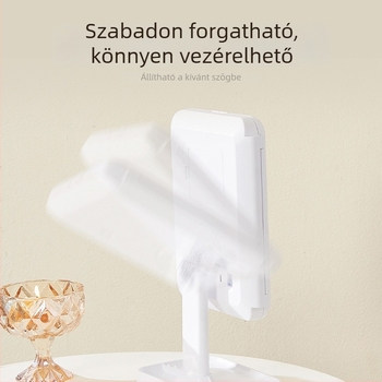 LED-es világítású háromoldalas összecsukható sminktükör asztali használatra, töltővel