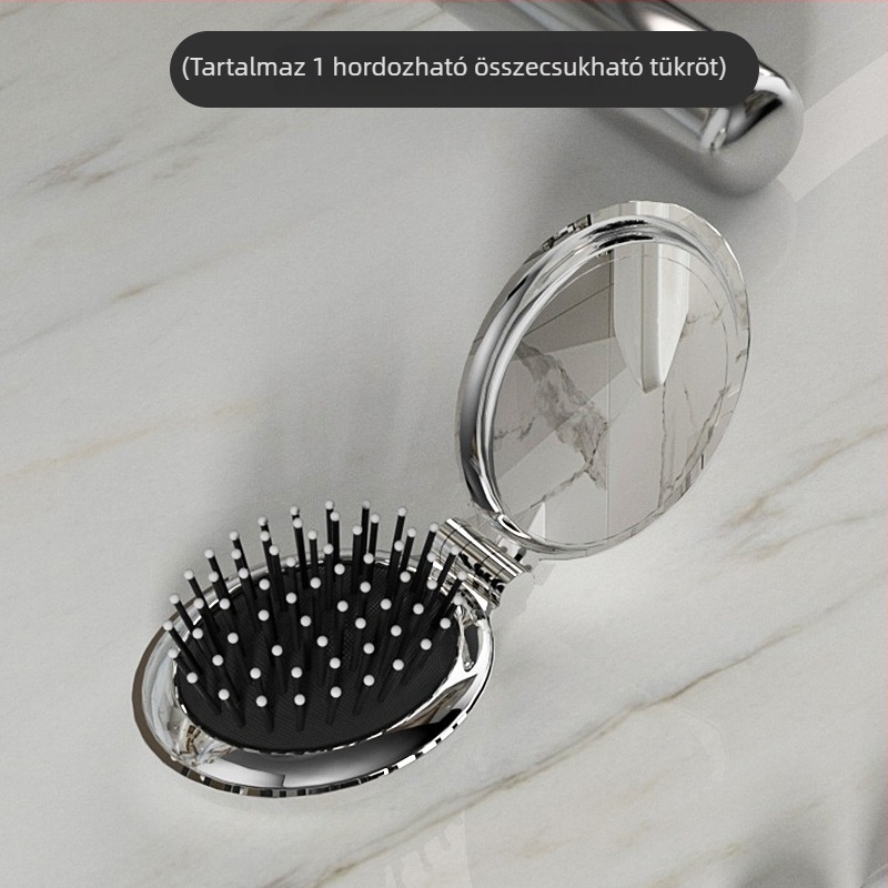 Kompakt összecsukható fésű beépített tükörrel