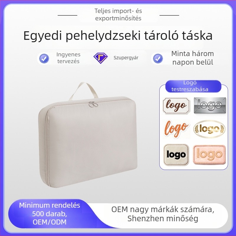 Személyre szabható tömöríthető pehelykabát tároló táska, utazási tároló táska, hordozható ruházat és paplan tároló, vízálló költöző táska