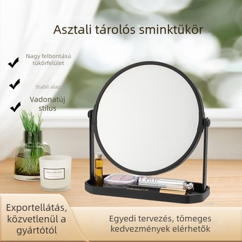 Asztali sminktükör talppal, HD forgó sminktükör diákszobára, szépség tárolás az asztalon