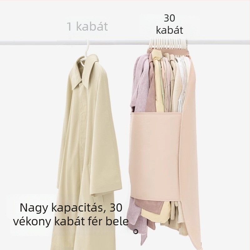 Ruhákhoz készült tömörítő panel és függő tároló; porvédő gardróbhelyező huzat; rendező