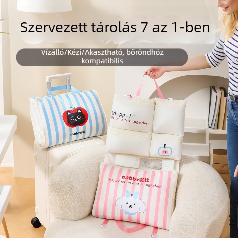 Hét az egyben utazási tároló táska – rekeszek az alsóneműk számára