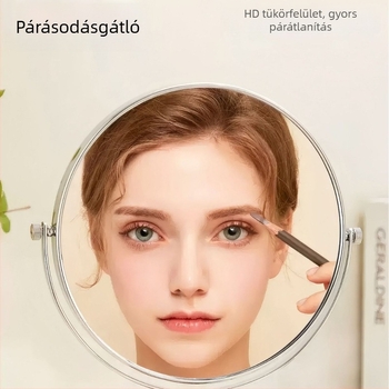 Diófából és rozsdamentes acélból készült asztali sminktükör, kétoldalas, 8 hüvelykes HD, hálószobába