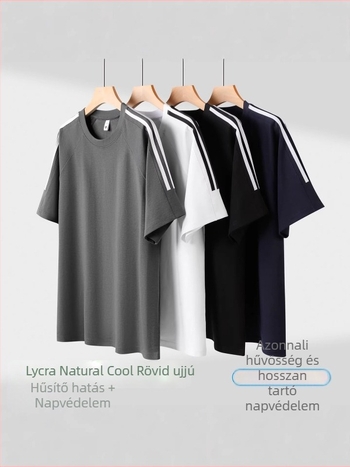 Férfi Lyocell Tencel rövid ujjú póló, három csík, nyárra, mindennapi viselet, 230 g
