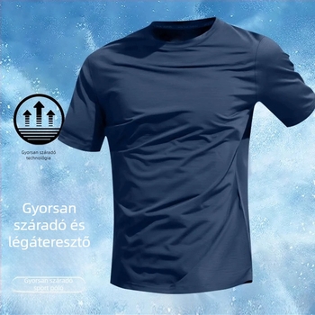 Férfi rövid ujjú nyári edzés póló, légáteresztő, gyorsan száradó Ice Silk
