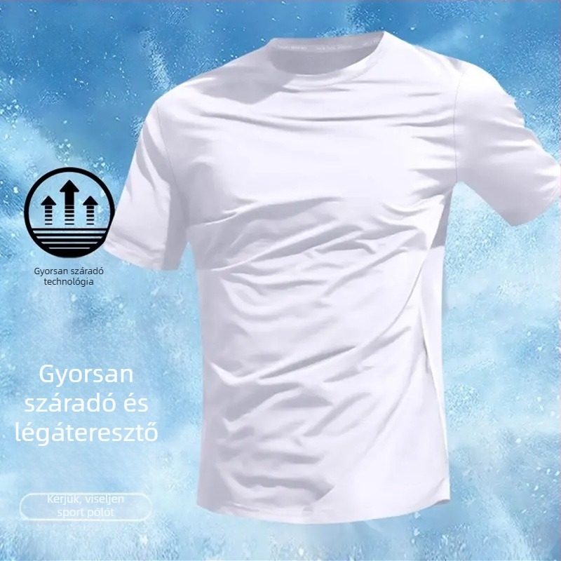 Férfi rövid ujjú nyári edzés póló, légáteresztő, gyorsan száradó Ice Silk