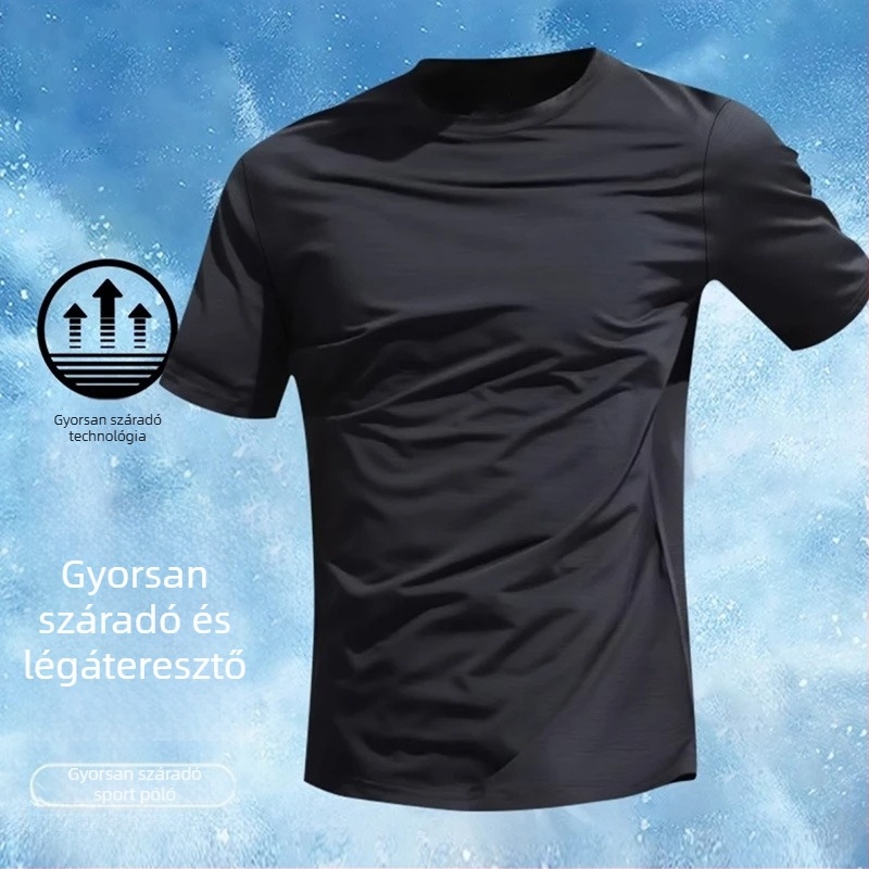 Férfi rövid ujjú nyári edzés póló, légáteresztő, gyorsan száradó Ice Silk