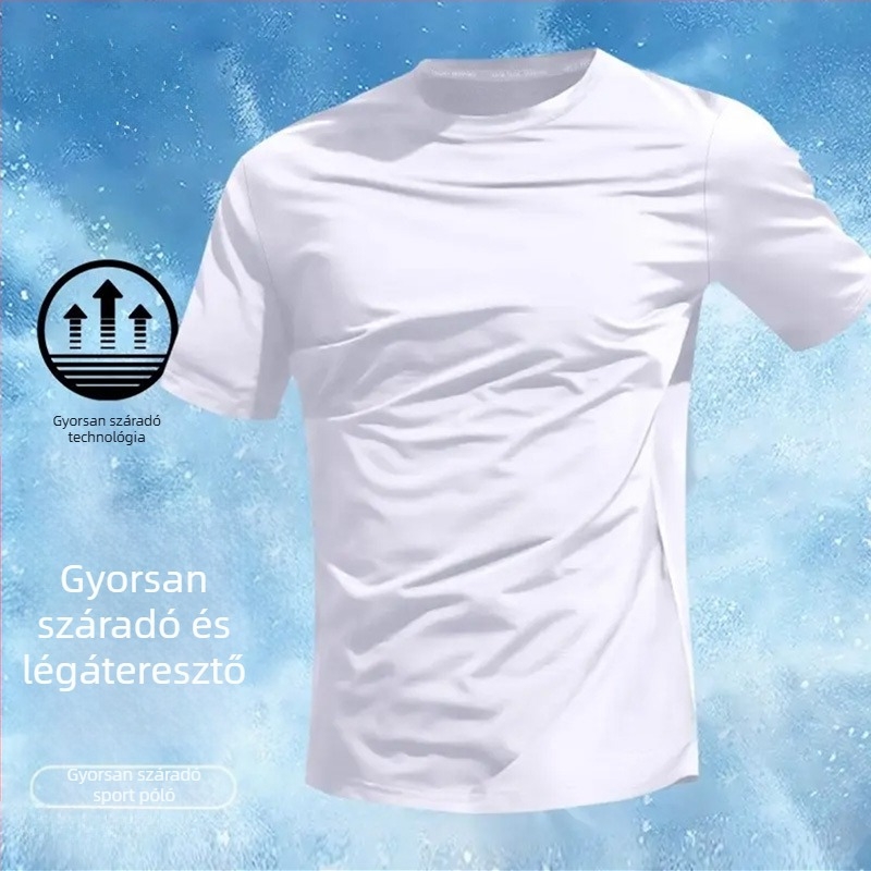 Férfi rövid ujjú nyári edzés póló, légáteresztő, gyorsan száradó Ice Silk